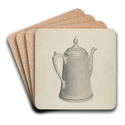 Pewter Teapot by Glenn Wilson Art Drink Coaster set Pewter Teapot by Glenn Wilson Art Drink Coaster set