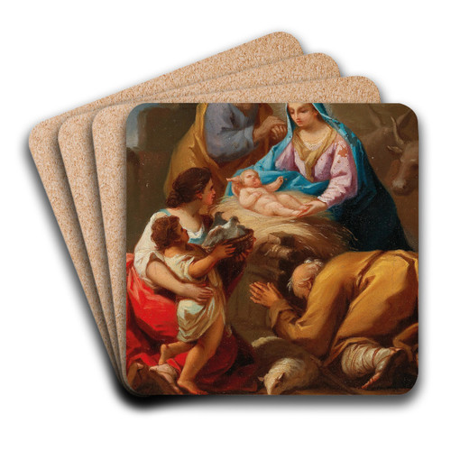 Adoration of the Shepherds by Spanish School Art Drink Coaster set