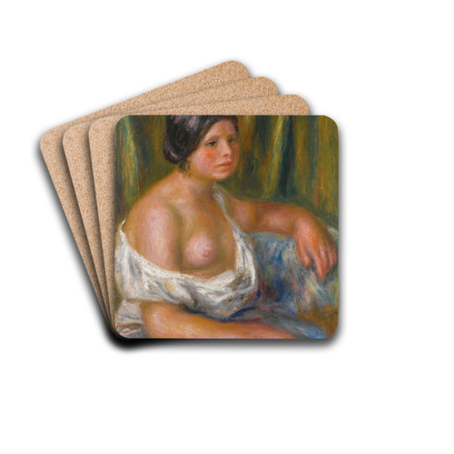 Femme En Bleu by Pierre-Auguste Renoir Drink Coasters - set of 4
