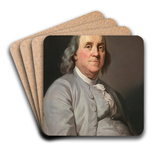 Portrait of Benjamin Franklin by Joseph Siffred Duplessis Art Drink Coaster set Portrait of Benjamin Franklin by Joseph Siffred Duplessis Art Drink Coaster set