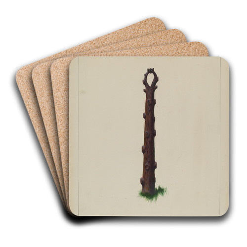 Tree Trunk Hitching Post by Richard Correll Art Drink Coaster set Tree Trunk Hitching Post by Richard Correll Art Drink Coaster set