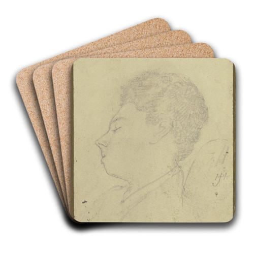 Kopf des Malers Jakob Maurer by Johann Heinrich Hasselhorst Art Drink Coaster set