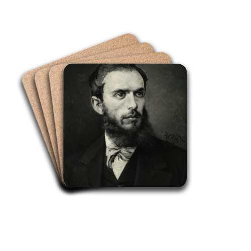 Portrait of Maksymilian Gierymski by Henryk Pitkowski Drink Coasters - set of 4