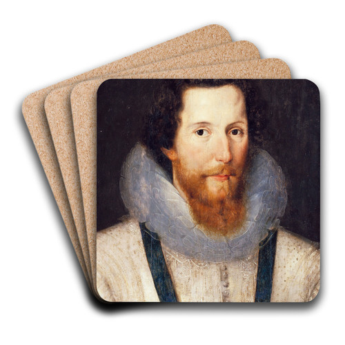 Portrait of Robert Devereux,Second Earl of Essex by Marcus Gheeraerts the Younger Art Drink Coaster set