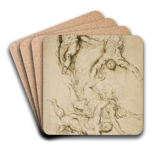 Fire svvende figurer by Jacopo Palma il Giovane Art Drink Coaster set