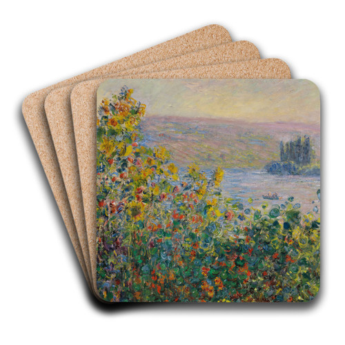 Flower Beds at Vtheuil by Claude Monet Art Drink Coaster set