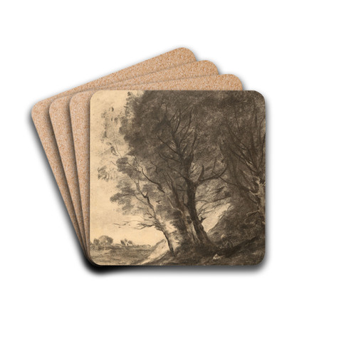 Figure assise dans un paysage arbor by Jean-Baptiste-Camille Corot Drink Coasters - set of 4 Figure assise dans un paysage arbor by Jean-Baptiste-Camille Corot Drink Coasters - set of 4
