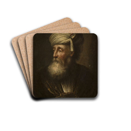 Portrait of an old man by Christian Wilhelm Ernst Dietrich Drink Coasters - set of 4 Portrait of an old man by Christian Wilhelm Ernst Dietrich Drink Coasters - set of 4