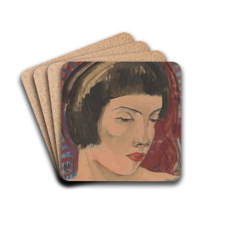 Woman's head to the right by Hermann Lismann Drink Coasters - set of 4