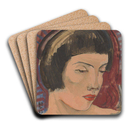 Woman's head to the right by Hermann Lismann Art Drink Coaster set