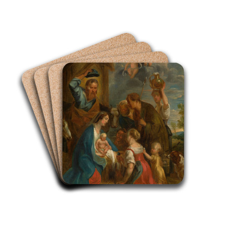 The Adoration of the Shepherds by Jacob Jordaens Drink Coasters - set of 4