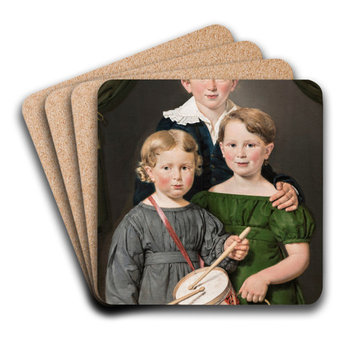 Hans and Bolette Puggaards three children by Christian Albrecht Jensen Art Drink Coaster set