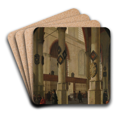 View of the Oude Kerk in Delft by Hendrick Cornelisz. van Vliet Art Drink Coaster set View of the Oude Kerk in Delft by Hendrick Cornelisz. van Vliet Art Drink Coaster set