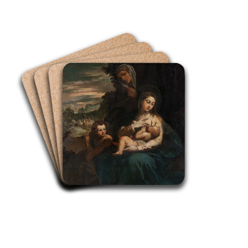The Virgin and Child with St Elizabeth and the Infant St John by Scarsellino Drink Coasters - set of 4
