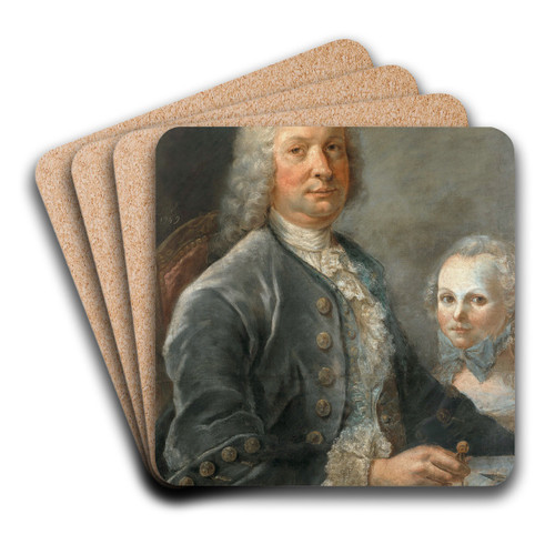 Portrait of an architect with a little girl by Franois Dorly Art Drink Coaster set