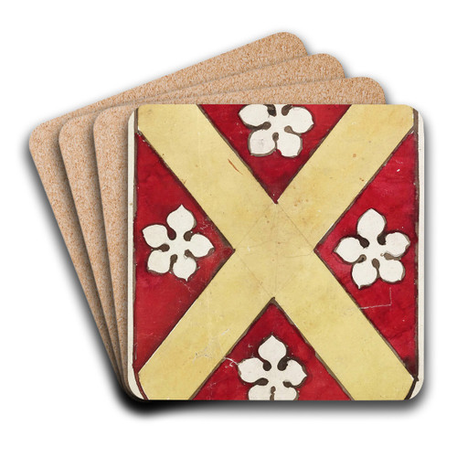 Etude pour un vitrail  motif hraldique ; cusson by Prosper Lafaye Art Drink Coaster set