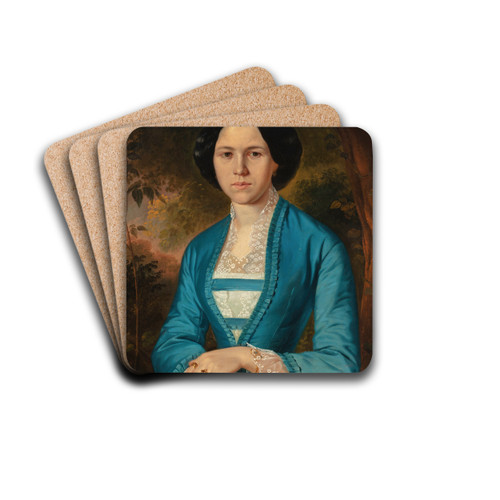 Portrait of a lady by Franciszek Mielnicki Drink Coasters - set of 4 Portrait of a lady by Franciszek Mielnicki Drink Coasters - set of 4