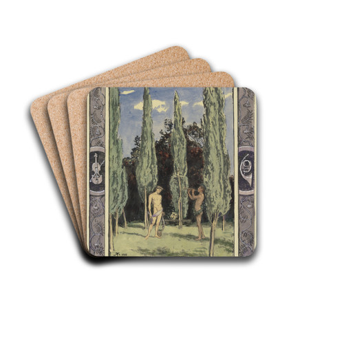 Apollo and Marsyas by Hans Thoma Drink Coasters - set of 4