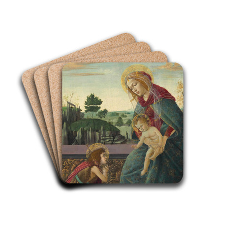 Madonna and Child with Young Saint John the Baptist by Sandro Botticelli Drink Coasters - set of 4