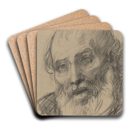 Head of an Old Man by Alphonse Legros Art Drink Coaster set
