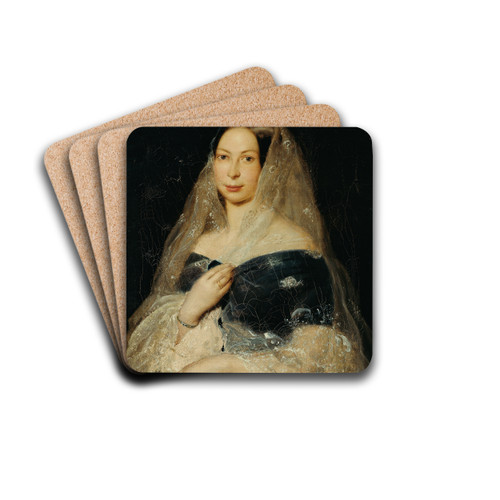 Damenbildnis by Karl von Jagemann Drink Coasters - set of 4 Damenbildnis by Karl von Jagemann Drink Coasters - set of 4