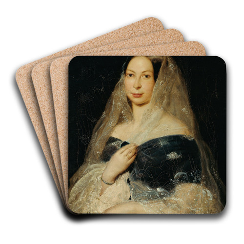 Damenbildnis by Karl von Jagemann Art Drink Coaster set Damenbildnis by Karl von Jagemann Art Drink Coaster set