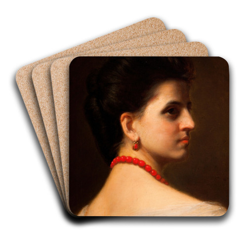 Portrait of Wanda Monn by Franciszek Streitt Art Drink Coaster set Portrait of Wanda Monn by Franciszek Streitt Art Drink Coaster set