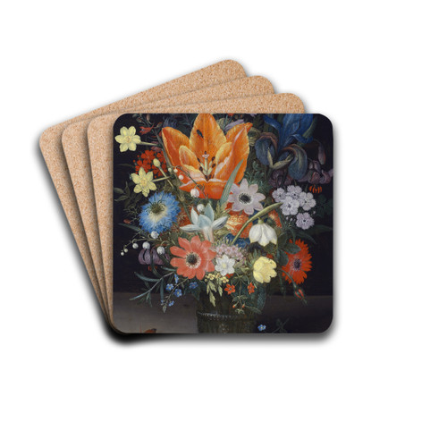 Still Life with Iris by Peter Binoit Drink Coasters - set of 4