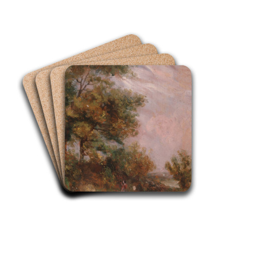 Landscape with Trees and a Figure by Thomas Churchyard Drink Coasters - set of 4