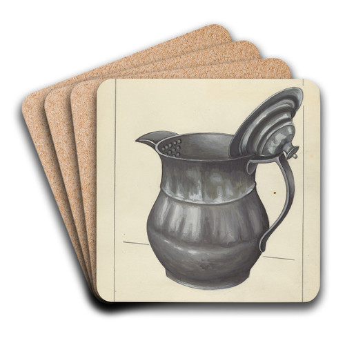 Silver Teapot by Jules Lefevere Art Drink Coaster set Silver Teapot by Jules Lefevere Art Drink Coaster set