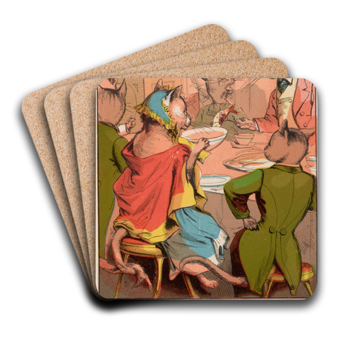 They are desired to make themselves at home by McLoughlin Bros Art Drink Coaster set