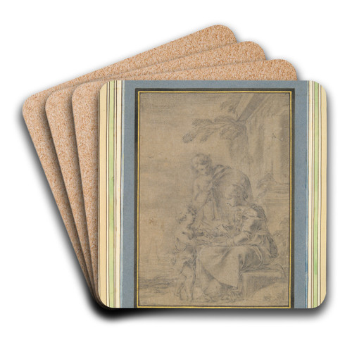 The HolyFamily by Laurent de la Hyre Art Drink Coaster set
