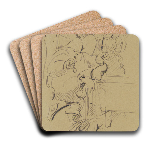 Herr Knopp verschttet seinen Kaffee by Wilhelm Busch Art Drink Coaster set