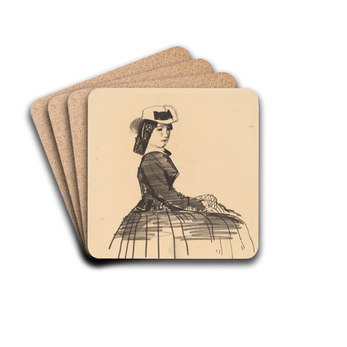 An Irish Girl by George Wesley Bellows Drink Coasters - set of 4 An Irish Girl by George Wesley Bellows Drink Coasters - set of 4