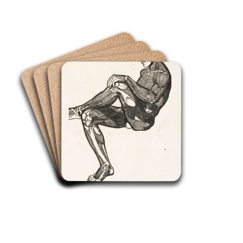 Anatomische studie van de been- en armspieren van een man by Reijer Stolk Drink Coasters - set of 4 Anatomische studie van de been- en armspieren van een man by Reijer Stolk Drink Coasters - set of 4