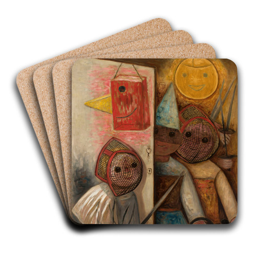 Swordsmen by Tadeusz Makowski Art Drink Coaster set Swordsmen by Tadeusz Makowski Art Drink Coaster set