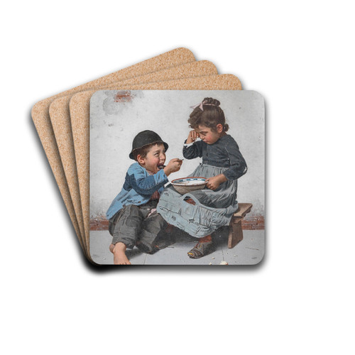 A Bowl With Porridge by Giulio del Torre Drink Coasters - set of 4 A Bowl With Porridge by Giulio del Torre Drink Coasters - set of 4