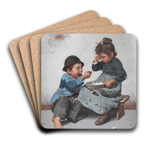 A Bowl With Porridge by Giulio del Torre Art Drink Coaster set A Bowl With Porridge by Giulio del Torre Art Drink Coaster set