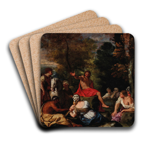 Saint John the Baptist preaching by Pier Francesco Mola Art Drink Coaster set