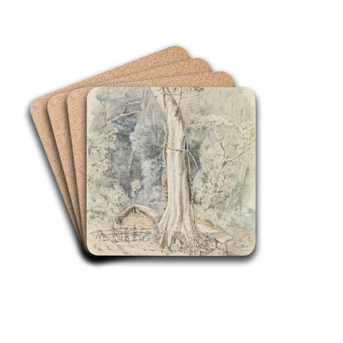 Haus mit Unterstand im Urwald bei Tres-Barras by Ferdinand Keller Drink Coasters - set of 4