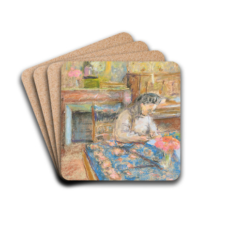 Madame Vuillard crivant, Vaucresson by douard Vuillard Drink Coasters - set of 4