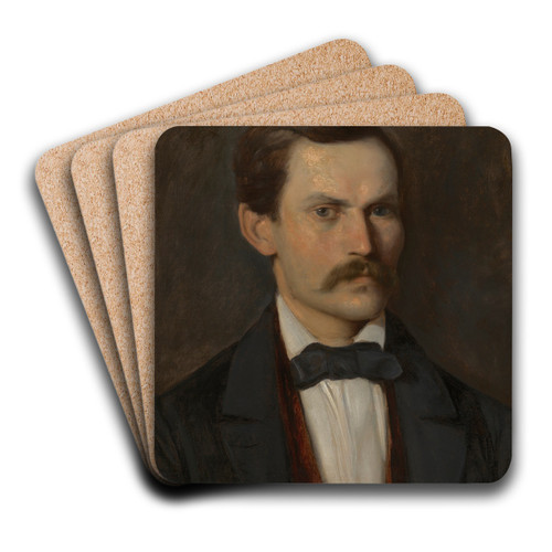 Portrait of Andrzej Dziubandowski by Aleksander Kotsis Art Drink Coaster set