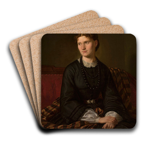 Portrait of Julia ne Bergson, artists wife by Aleksander Lesser Art Drink Coaster set