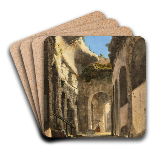 Les ruines du Colise animes de personnages by Franois-Marius Granet Art Drink Coaster set