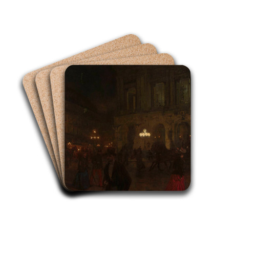 Paris Opera at night by Aleksander Gierymski Drink Coasters - set of 4