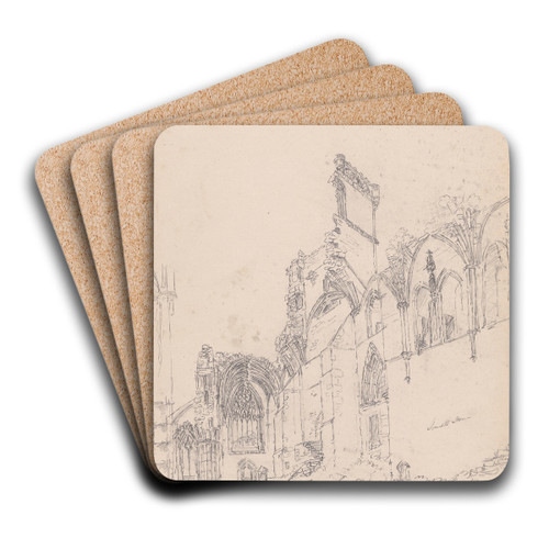 Melrose Abbey, Scotland by James Moore Art Drink Coaster set
