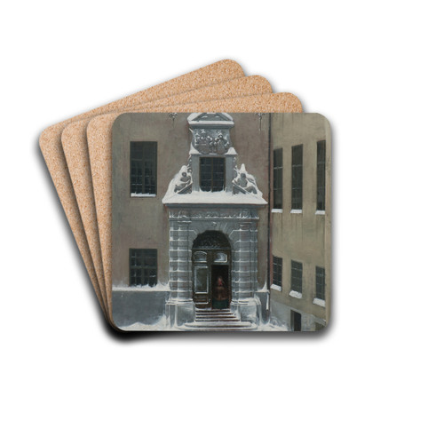 Winter Scene from the Present Foreign Office, Stockholm by Carl Stefan Bennet Drink Coasters - set of 4