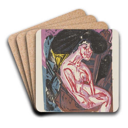 The Lover by Ernst Ludwig Kirchner Art Drink Coaster set The Lover by Ernst Ludwig Kirchner Art Drink Coaster set