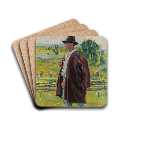 Study of a Highlander by Gustaw Pillati Drink Coasters - set of 4