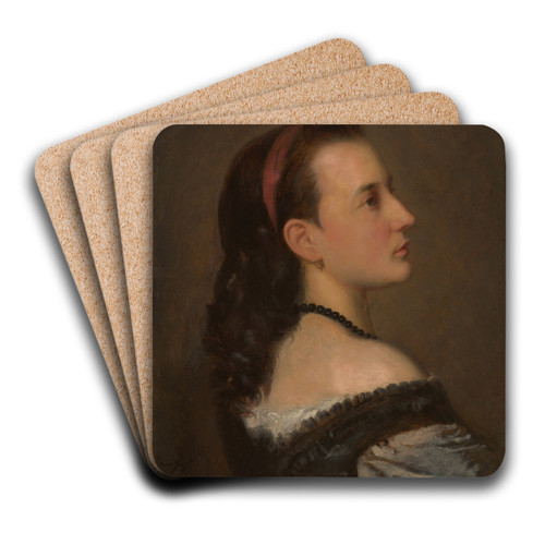 Portrait of a Young Lady by Aleksander Kotsis Art Drink Coaster set